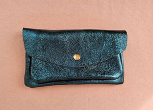 Porte monnaie cuir vachette double poches Kangourou: LILAS