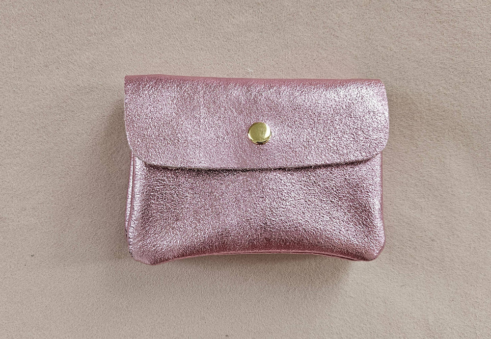 Porte-monnaie cuir  métallisé Kangoo: Rose