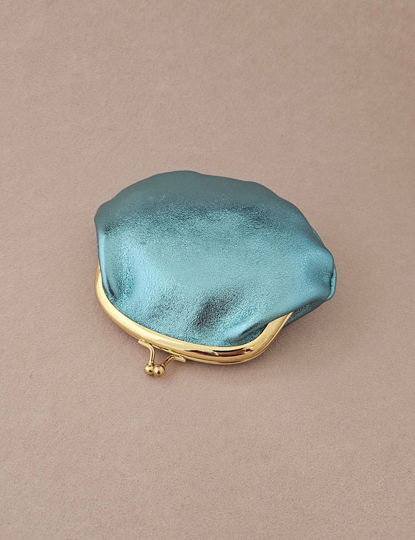 Bourse fermoir cuir rétro: Mauve