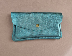 Porte monnaie cuir vachette double poches Kangourou: Doré