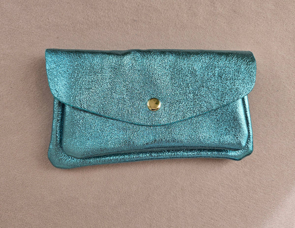 Porte monnaie cuir vachette double poches Kangourou: Fuxia