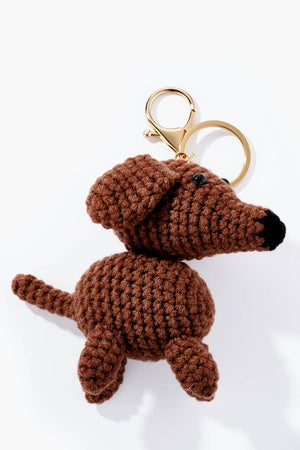Grigri accessoires de sac Chien en crochet 9cm PC055HZ: Brun / 100% POLYESTER
