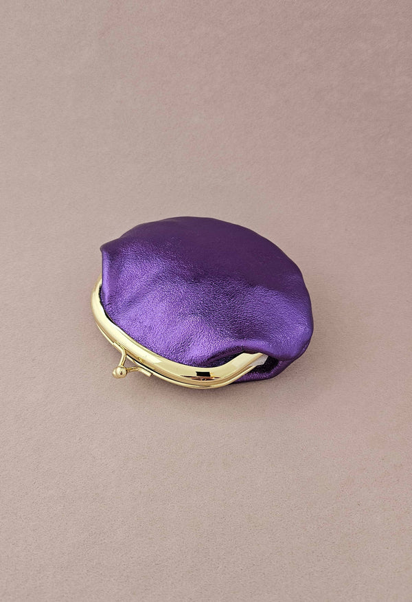 Bourse fermoir cuir rétro: Mauve