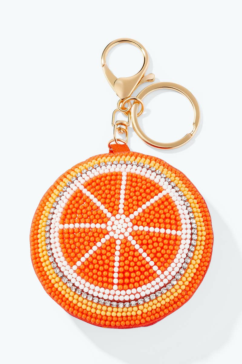 Porte-clés Orange en perles de rocaille PC158SY: Orange / Perle