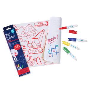 Coloriage nomade: Mini Playmat CONSTRUCTION-4 feutres inclus