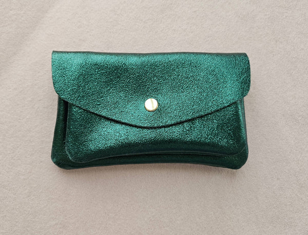 Porte monnaie cuir vachette double poches Kangourou: LILAS