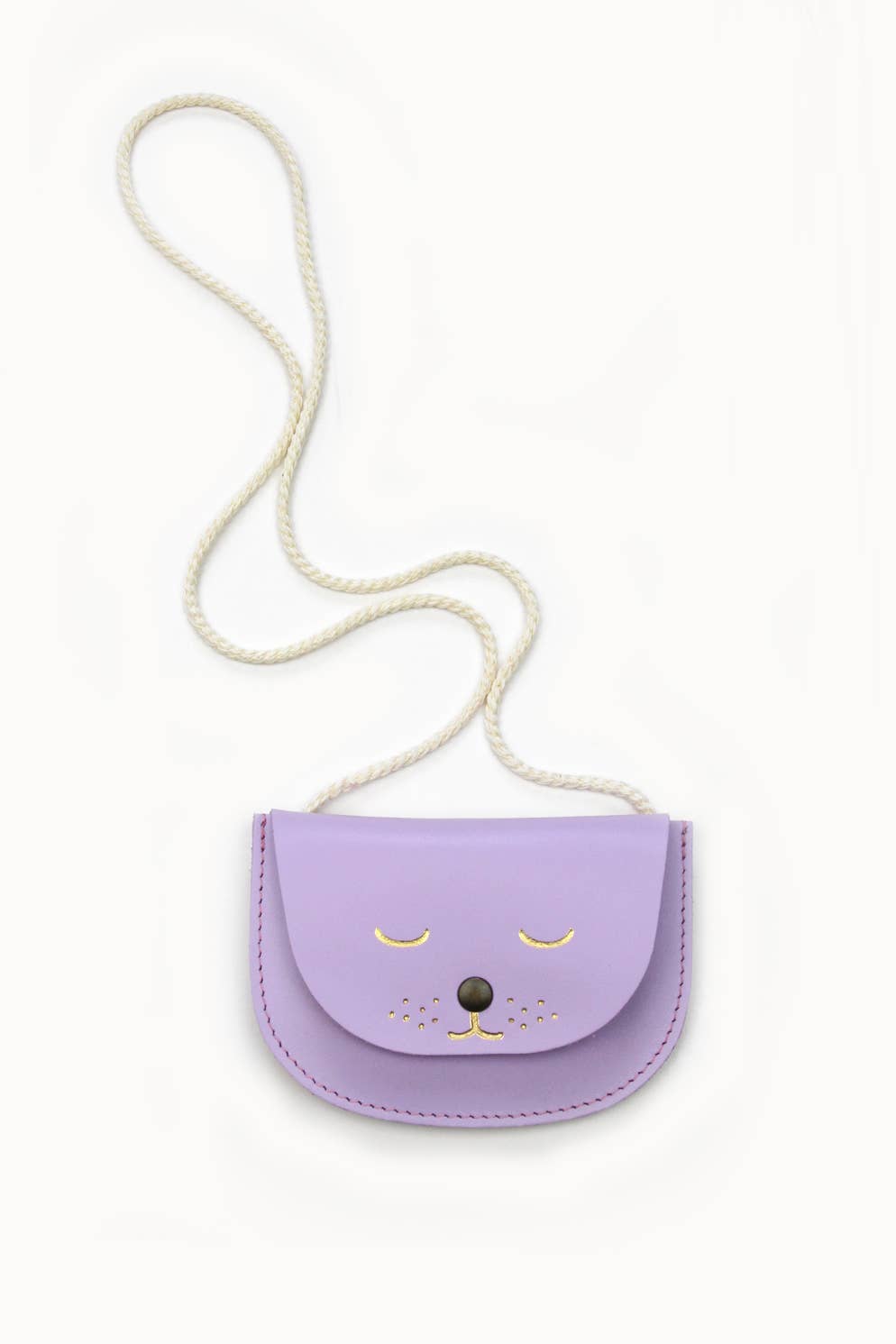 Sac cuir petite fille - modèle chat: Lilas