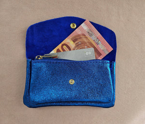 Porte monnaie cuir vachette double poches Kangourou: LILAS