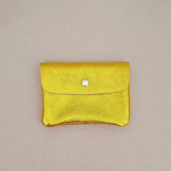 Porte-monnaie cuir vachette métallisé Kangoo: Menthe