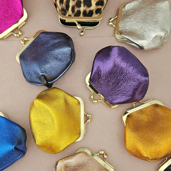 Mini bourse cuir rétro: Lilas