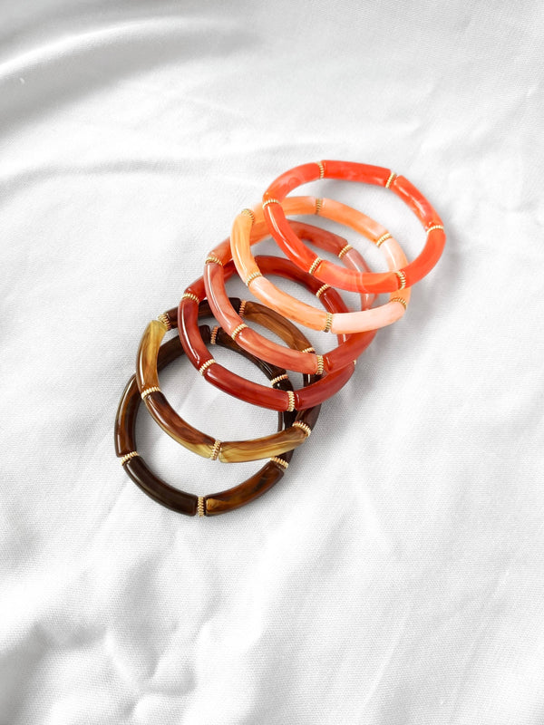 Bracelet SCARLETT: Corail / S/M = 19cm = diamètre 6 cm