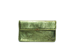 Porte monnaie cuir tout en un compact: Doré