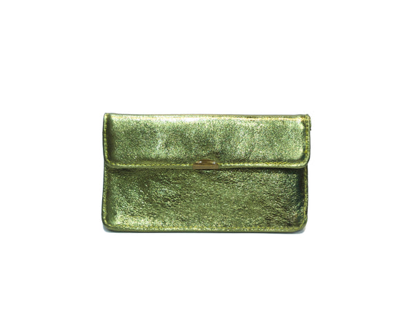 Porte monnaie cuir tout en un compact: Doré