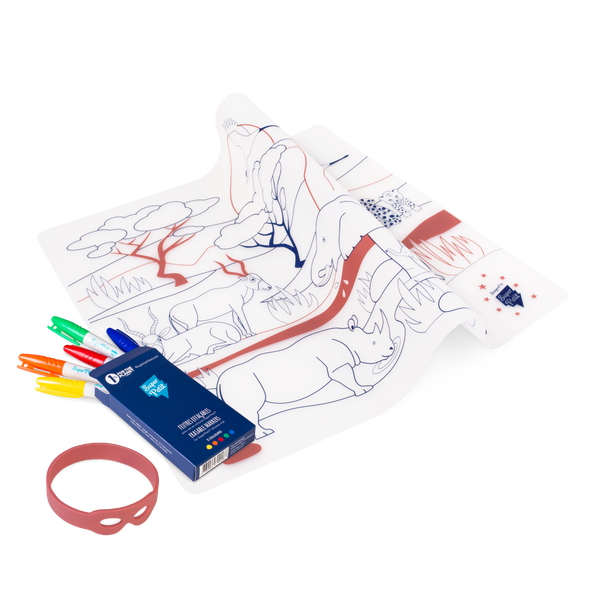 Coloriage éducatif-Set en silicone SAVANE AFRICAINE 5 feutres inclus