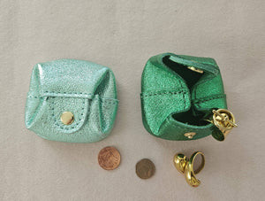 Porte monnaie carré cuir Crapaud: Rose clair