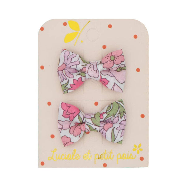 Barrettes mini papillon - Liberty Poppy and Daisy Rose scintillant