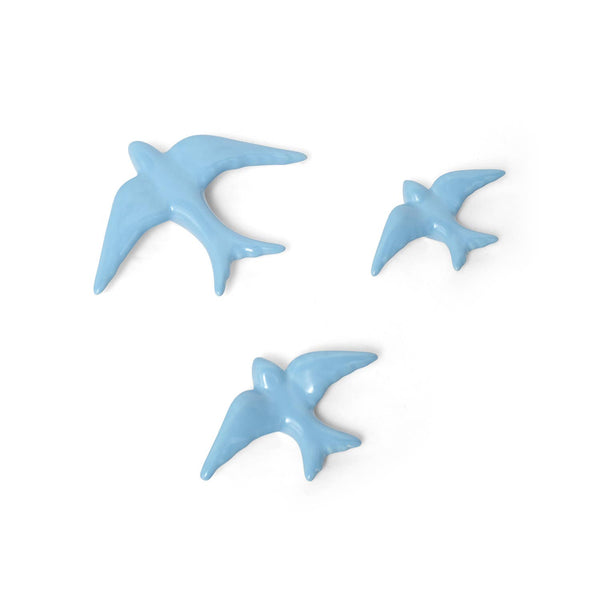 Hirondelles en céramique - Bleu clair
