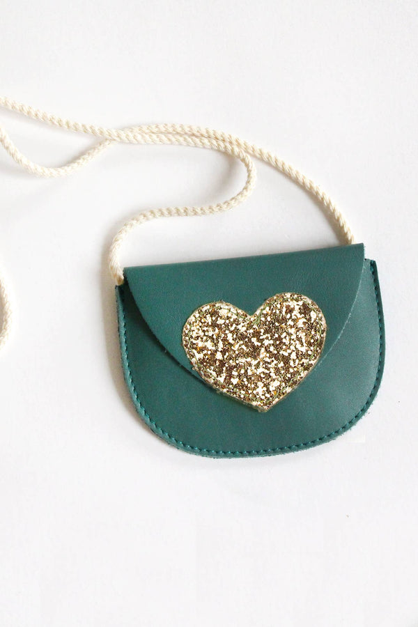 Sac cuir et coeur paillette doré petite fille - Sweet Love: Fraise