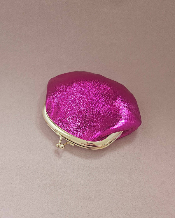 Bourse fermoir cuir rétro: Mauve