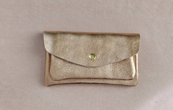 Porte monnaie cuir double poches Kangourou: Rose clair