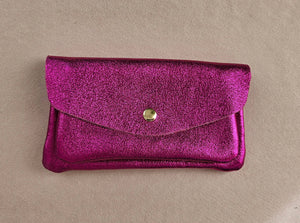 Porte monnaie cuir double poches Kangourou: Violet