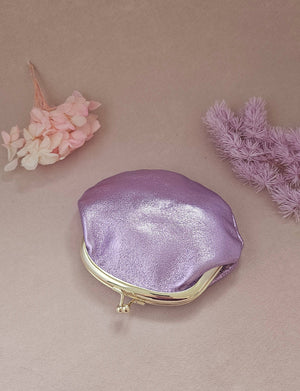 Bourse fermoir cuir rétro: Mauve