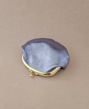 Bourse fermoir cuir rétro: Mauve