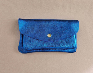 Porte monnaie cuir double poches Kangourou: Violet