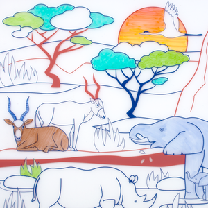 Coloriage éducatif-Set en silicone SAVANE AFRICAINE 5 feutres inclus