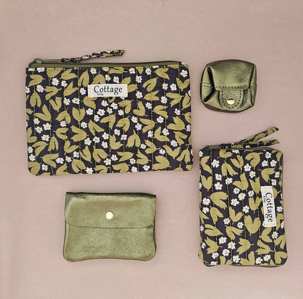 Porte monnaie carré cuir Crapaud: Doré