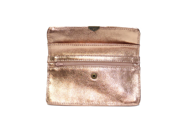 Porte monnaie cuir tout en un compact: Doré