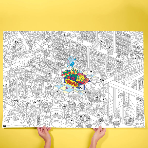 Super market poster géant à colorier OMY