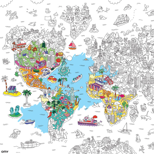 Atlas poster géant à colorier OMY