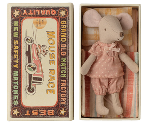 Grande sœur souris dans sa boite assortie- rose à pois blanc  -Maileg
