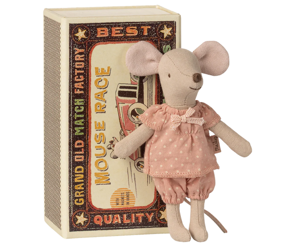 Grande sœur souris dans sa boite assortie- rose à pois blanc  -Maileg