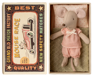 Petite sœur souris dans sa boite assortie- Vichy rose  - Maileg