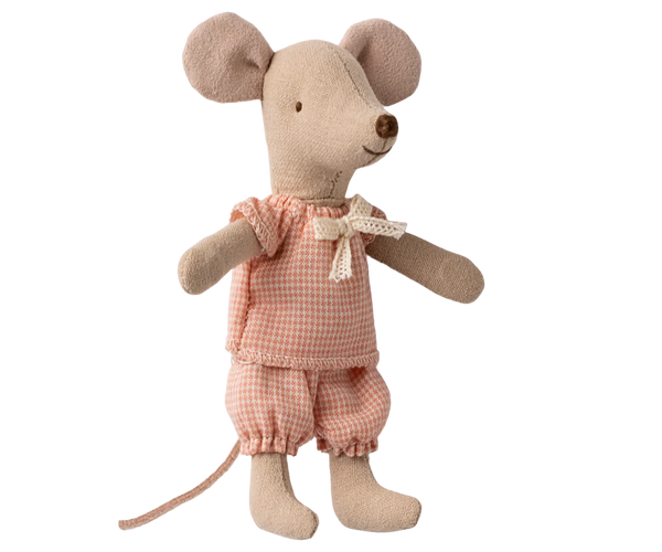 Petite sœur souris dans sa boite assortie- Vichy rose  - Maileg