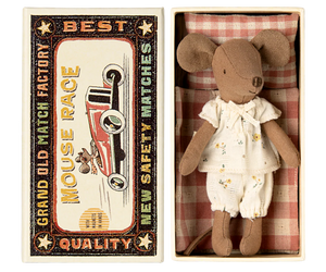 Grande sœur souris dans sa boite assortie- Beige &fleurs - Maileg