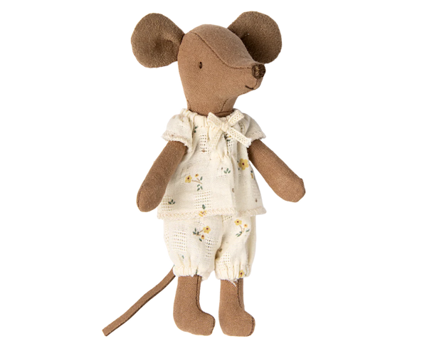 Grande sœur souris dans sa boite assortie- Beige &fleurs - Maileg