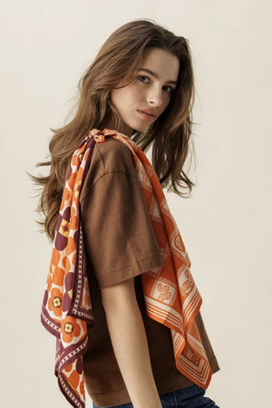 Apaches collections Small foulard coton manika caleido auburn
