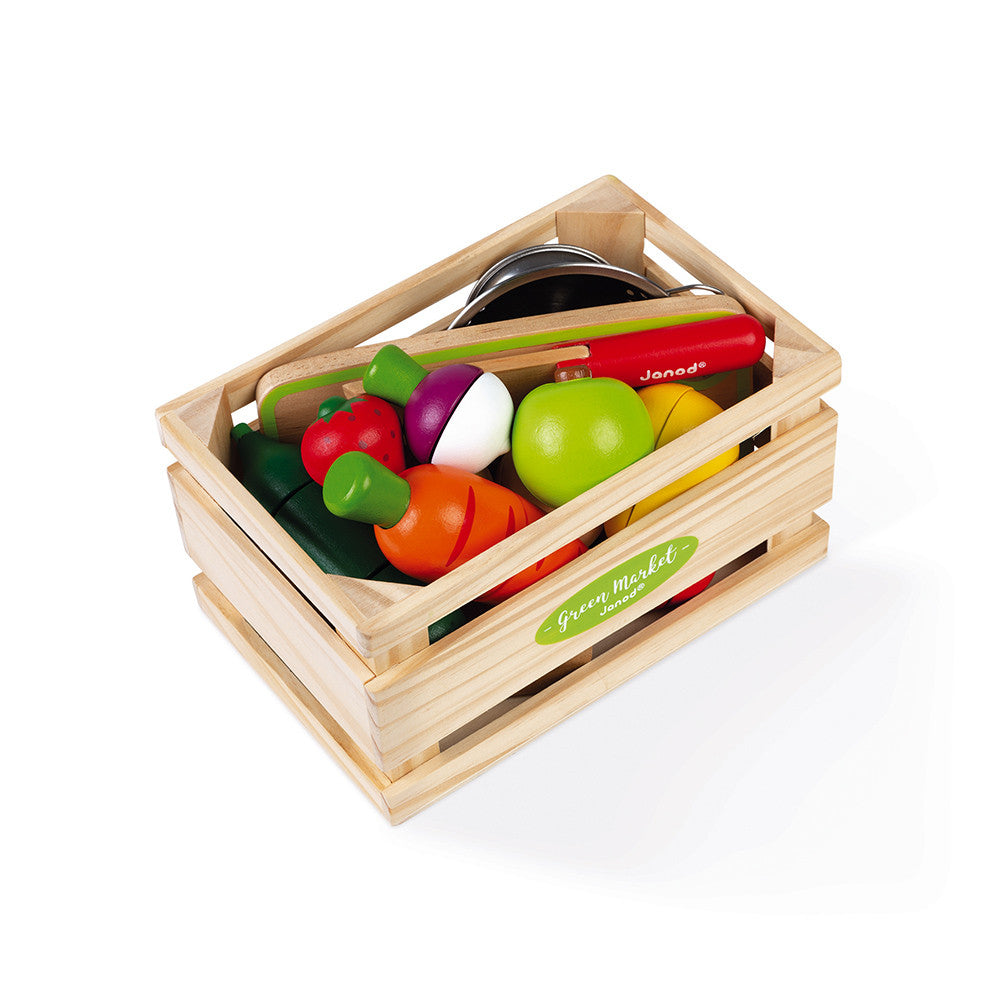 Janod Maxi Set - Fruits et légumes à découper Green Market (bois)