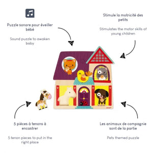 Janod Puzzle musical Mes petits compagnons 5 pièces