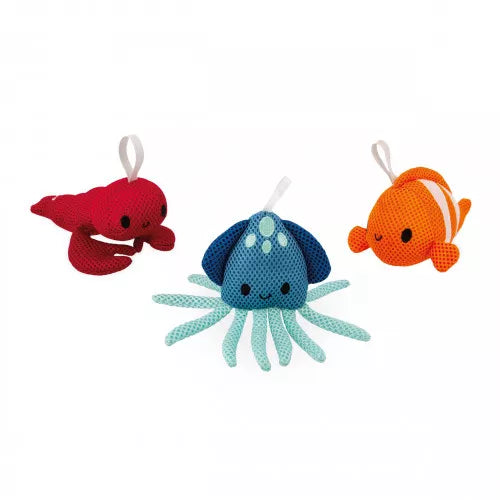 Janod mes barboteurs Set de 3 Eponges de Bain Animaux Marins