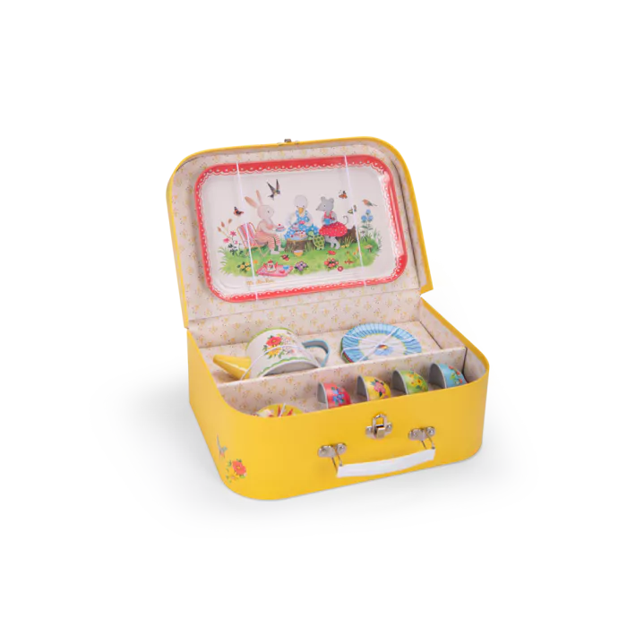 Valise dînette thé métal La grande famille Moulin Roty