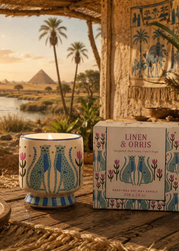 Paddywax Bougie Adopo Blue Cheetahs - Linen Orris 226 g