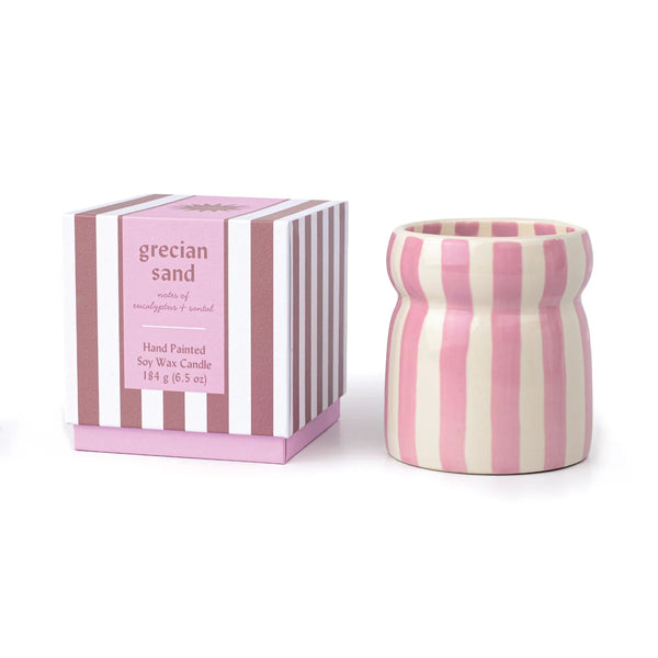 Bougie paddywax rayée   Collection CABANA GRECIAN SAND