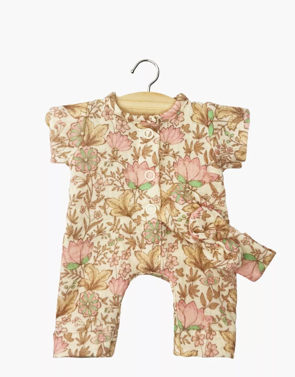Babies – Combinaison Lili et son headband en gaze de coton Indienne rosée