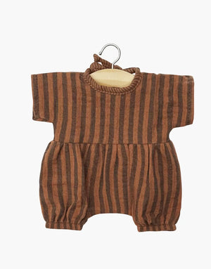 Barboteuse Noa en gaze de coton à rayures Zéphyr terracotta MINIKANE