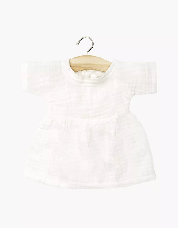 Robe Faustine à manches courtes en gaze de coton blanc avec pochon MINIKANE