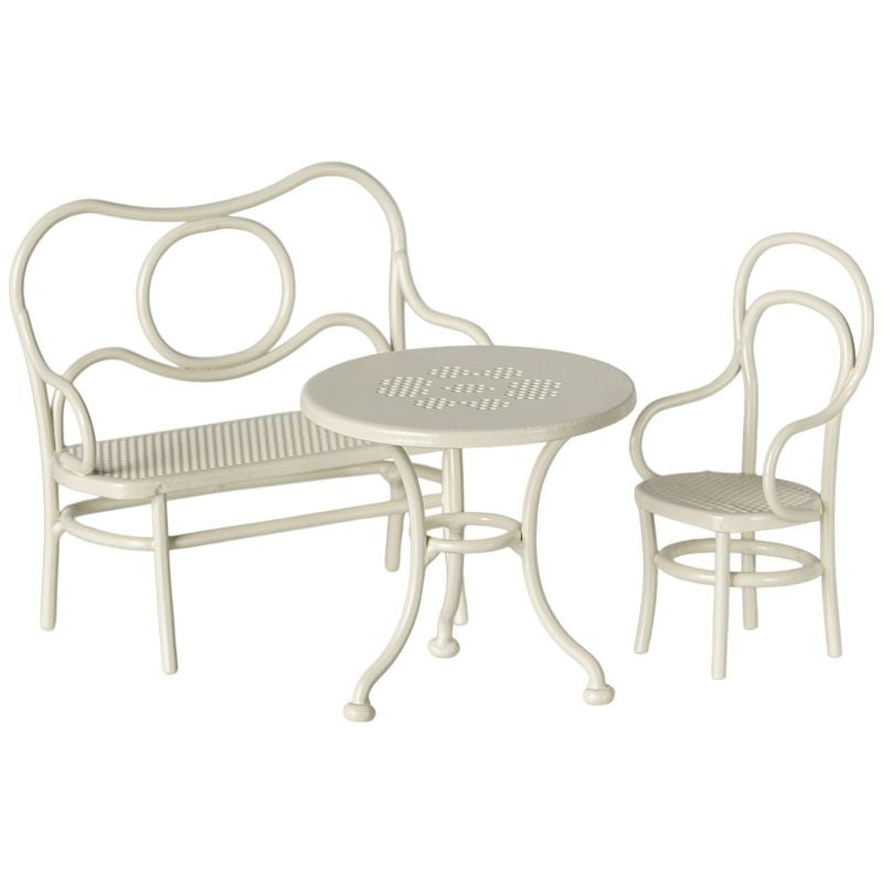 Salon jardin Table banc & chaise Souris Small Blanc cassé maileg